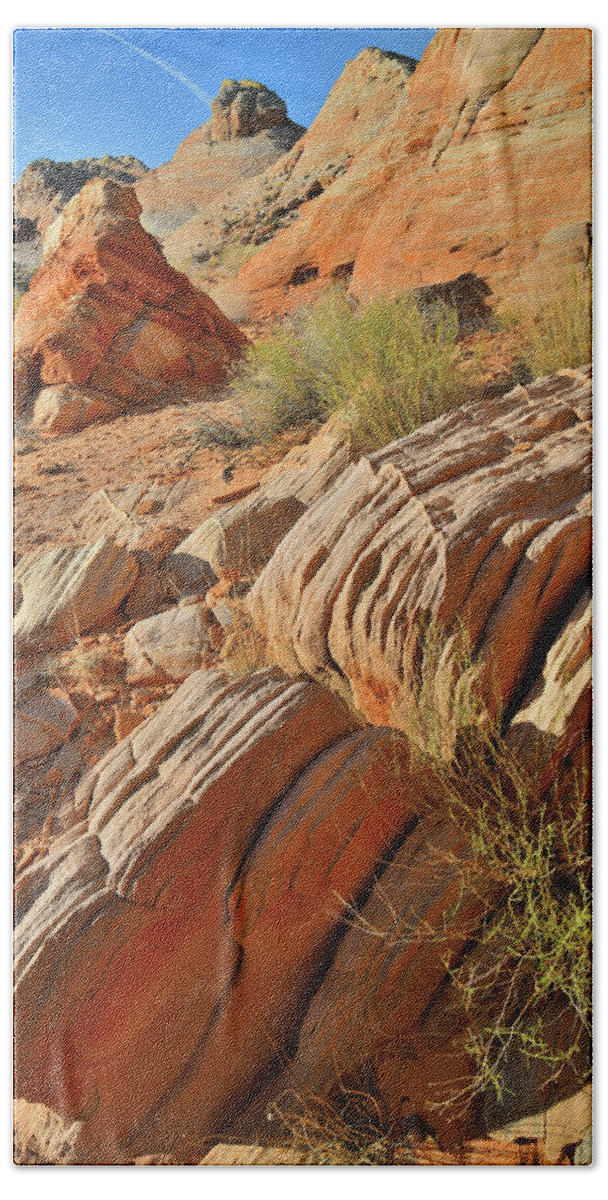 Valley Of Fire State Park Beach Towel featuring the photograph Beautiful Sandstone Cove in Valley of Fire by Ray Mathis