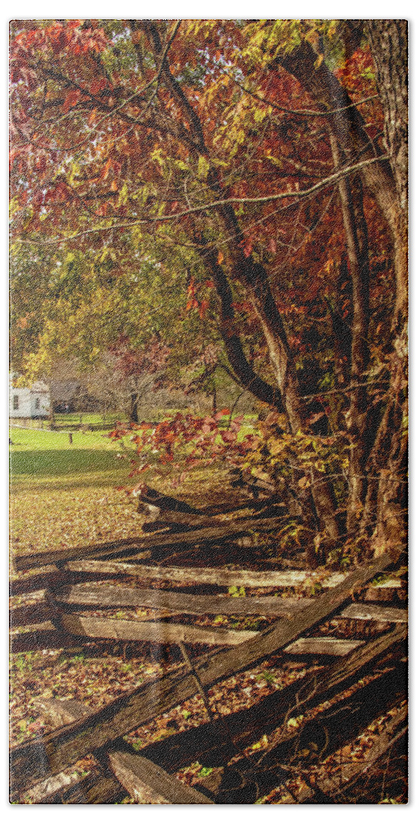 Cades Cove Beach Towel featuring the photograph Becky Cable Fall Vertical View by Marcy Wielfaert