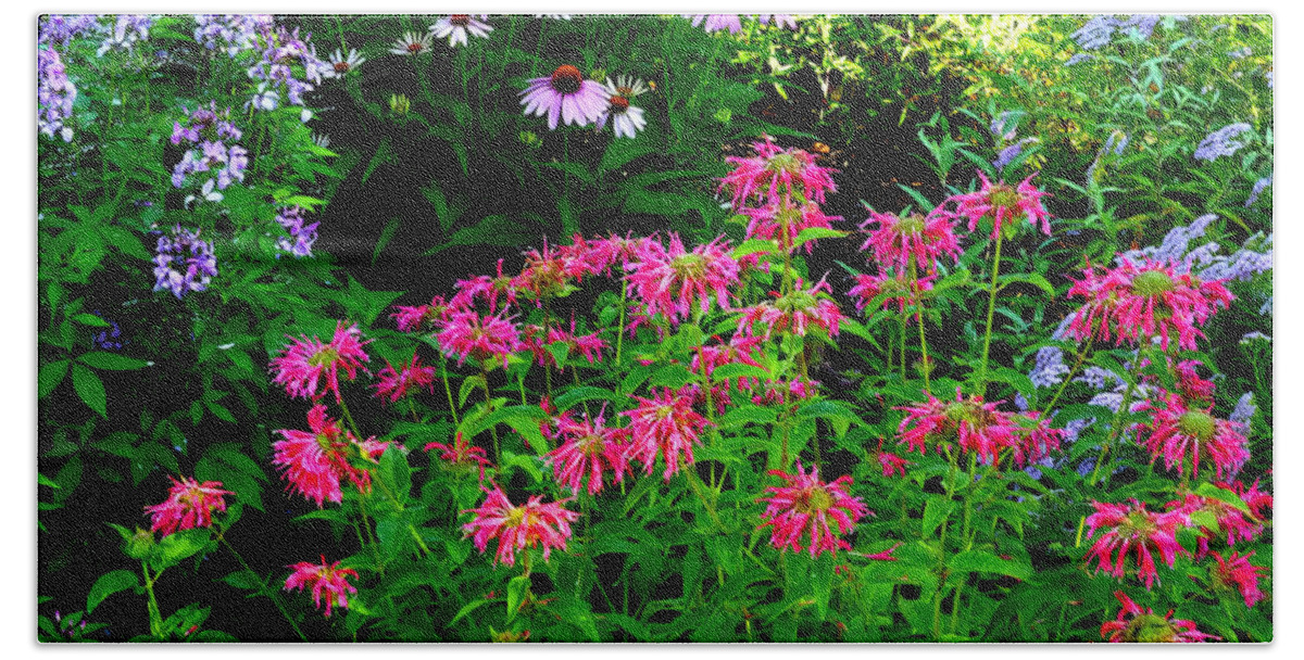 Bee Balm Beach Towel featuring the photograph Bee Balm, Dark Edition by Mike McBrayer