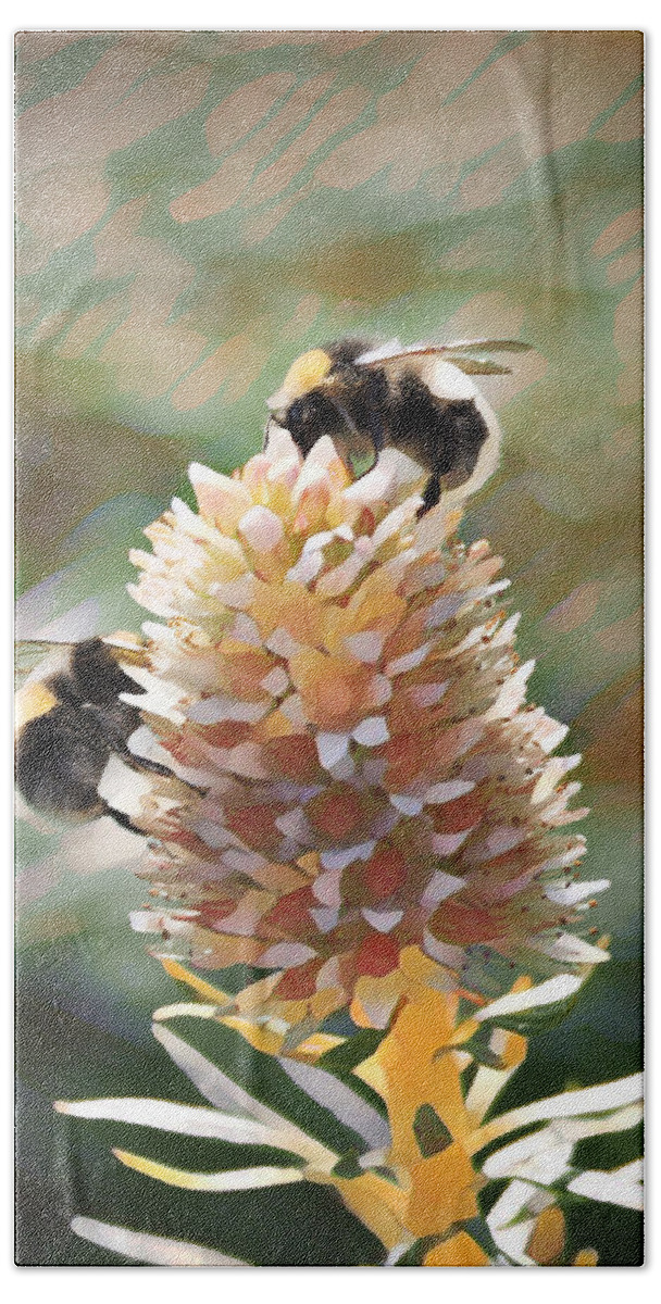 Bee Beach Towel featuring the digital art Bee Bee by David Bader