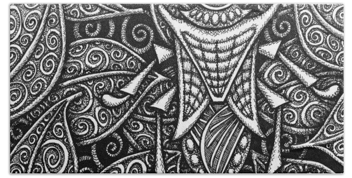 Pen And Ink Beach Towel featuring the drawing Beetle Botanical Ink 2 by Amy E Fraser