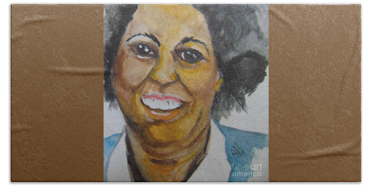 Toni Morrison Beach Towel featuring the painting Beloved Queen Toni by Saundra Johnson