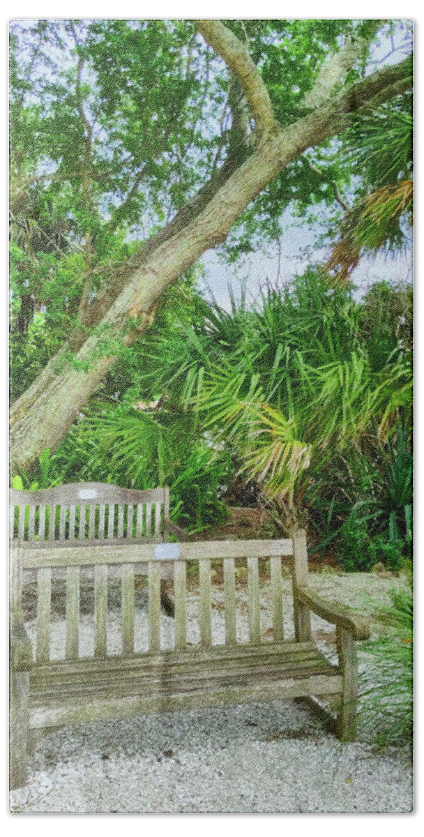 Bench Beach Towel featuring the photograph Bench View by Portia Olaughlin