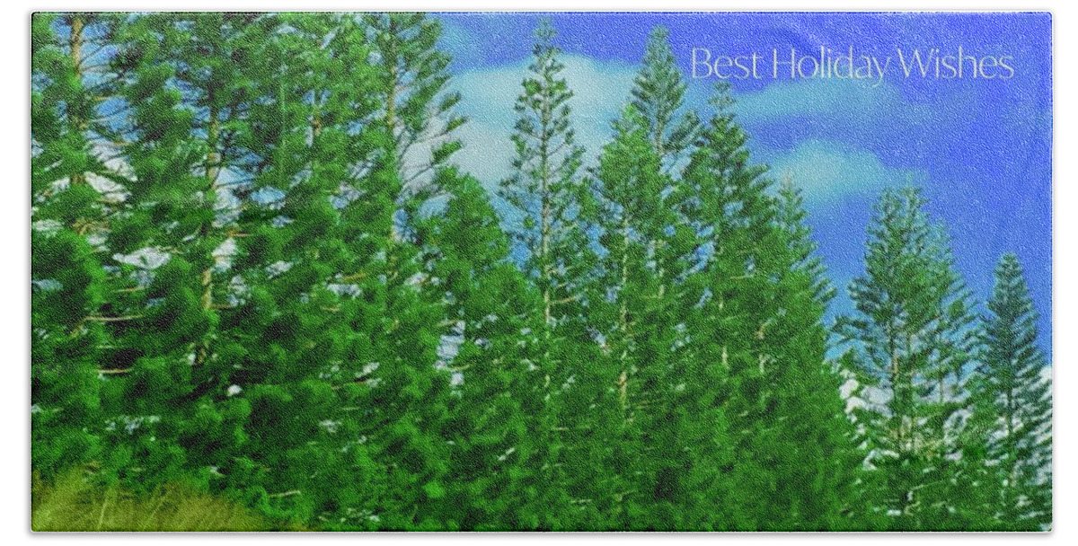Best Holiday Wishes Beach Towel featuring the photograph Best Holiday Evergreens In Hawaii by Debra Grace Addison