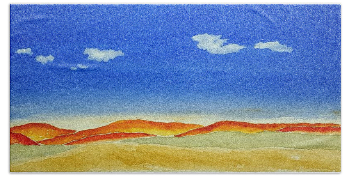 Watercolor Beach Towel featuring the painting Big Sky Lore by John Klobucher