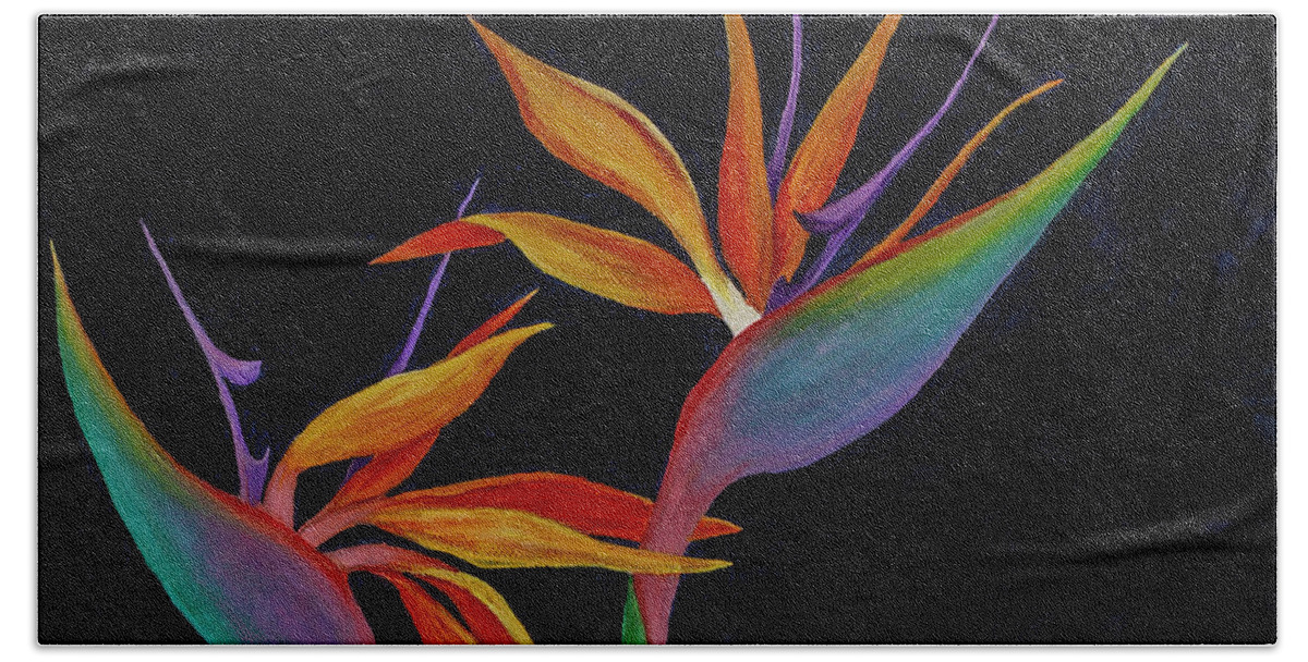 Flowers Beach Towel featuring the painting Bird Of Paradise 2 by Darice Machel McGuire