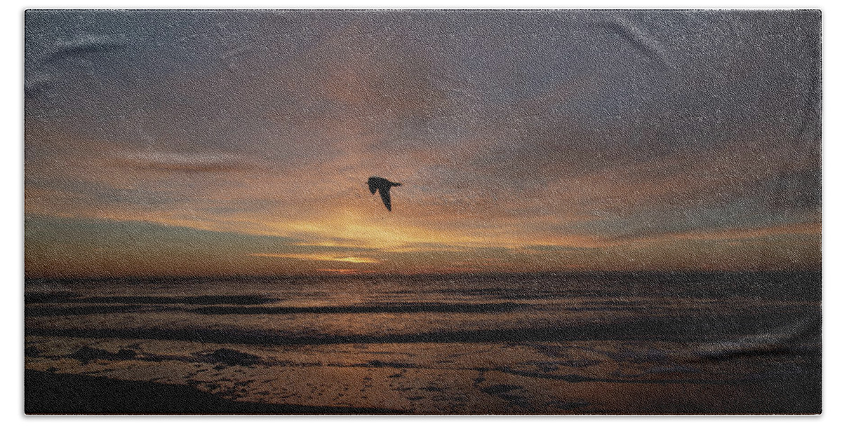 Bird Beach Towel featuring the photograph Bird's Eye View Of Hilton Head Island Sunrise No. 319 by Dennis Schmidt