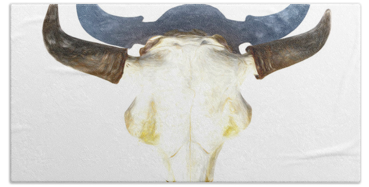 Kansas Beach Towel featuring the photograph Bison Skull 003 by Rob Graham