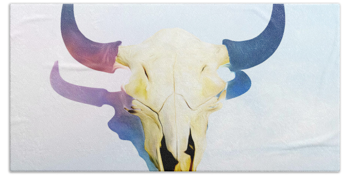 Kansas Beach Towel featuring the photograph Bison Skull 007 by Rob Graham