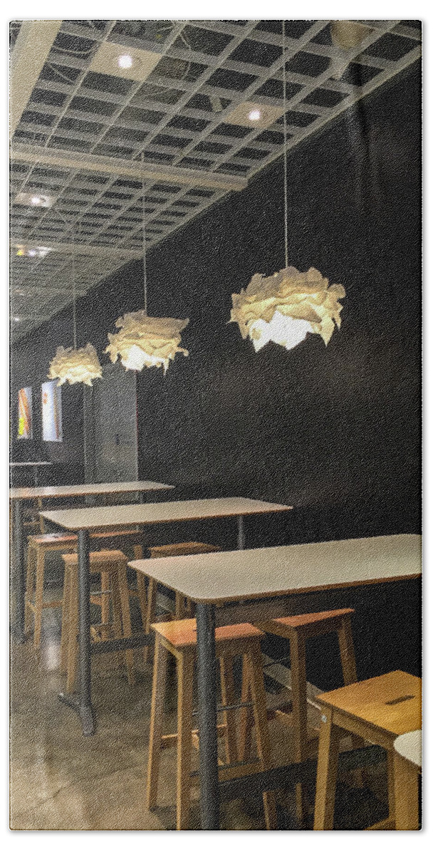Graphics Beach Towel featuring the photograph Bistro Lights by Ginger Stein