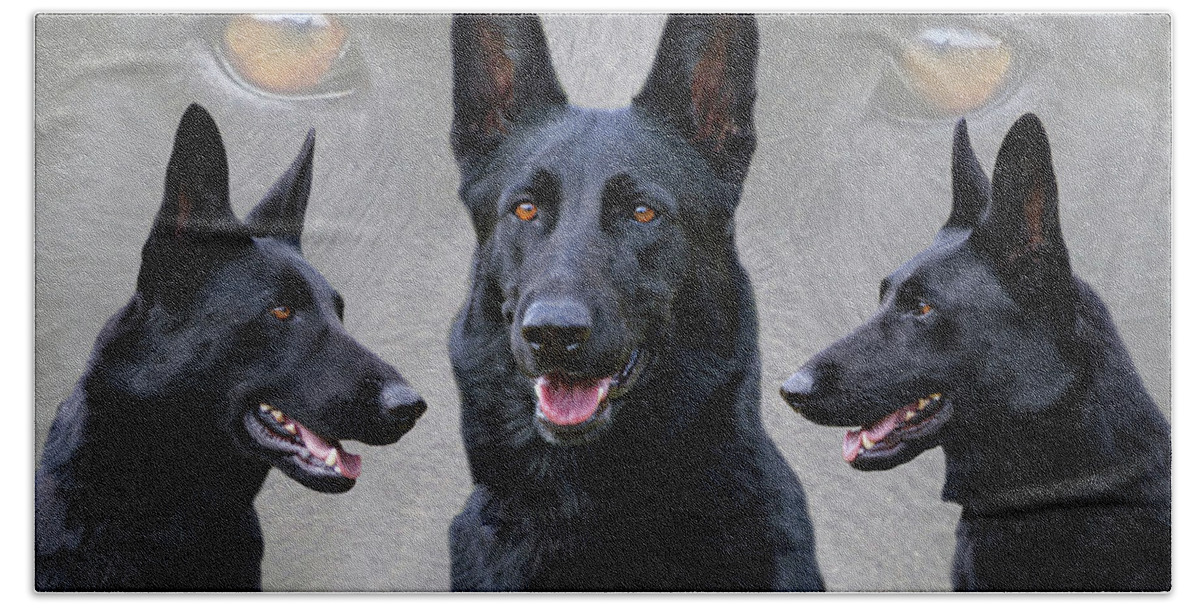 Black German Shepherd Dog Collage Beach Towel For Sale By Sandy Keeton