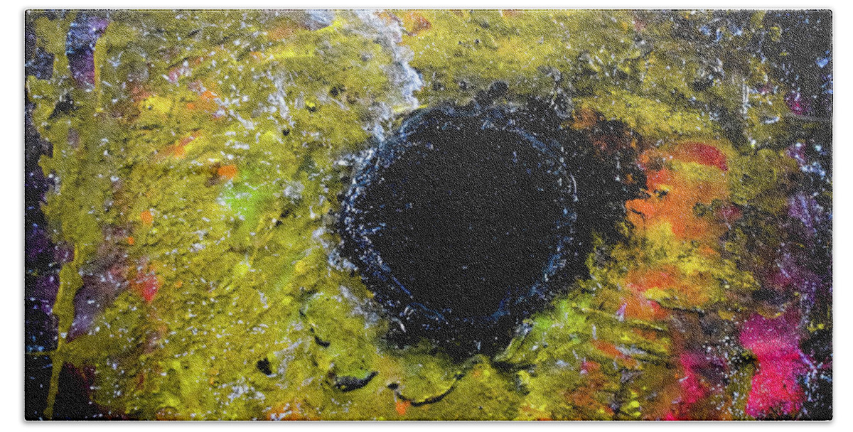 Sun Beach Towel featuring the mixed media Black Hole Sun by Patsy Evans - Alchemist Artist