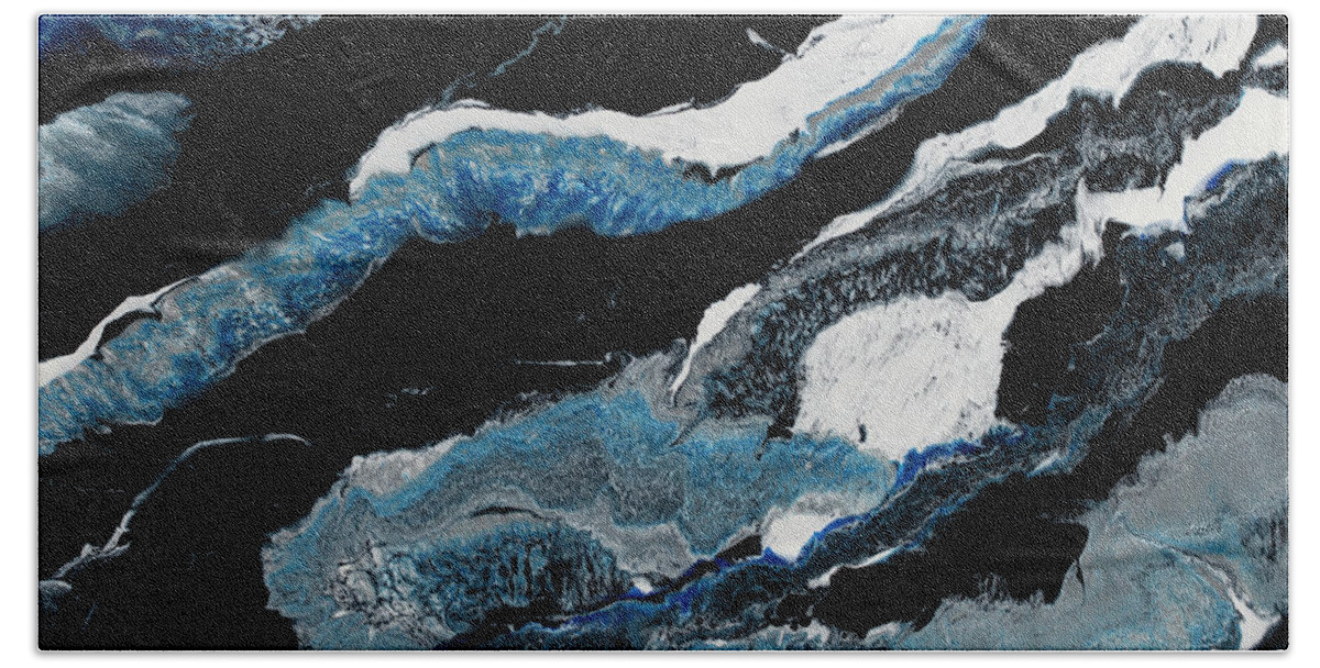 Urban Beach Towel featuring the painting Black Night by Tamara Nelson