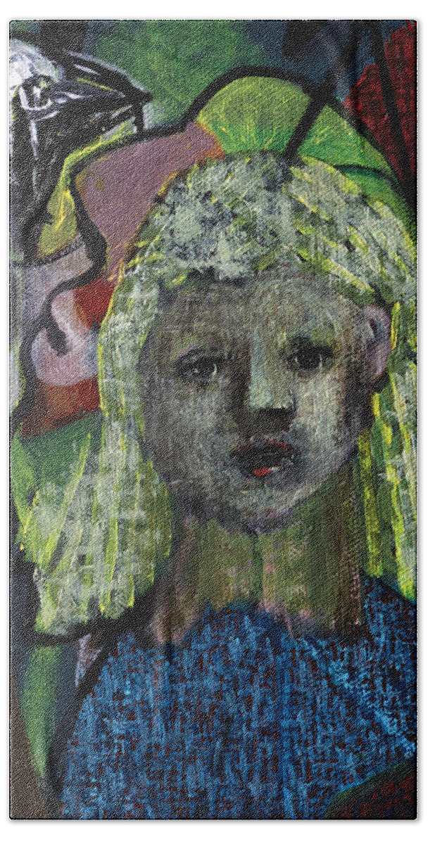 Blonde Beach Towel featuring the painting Blonde girl by Edgeworth Johnstone