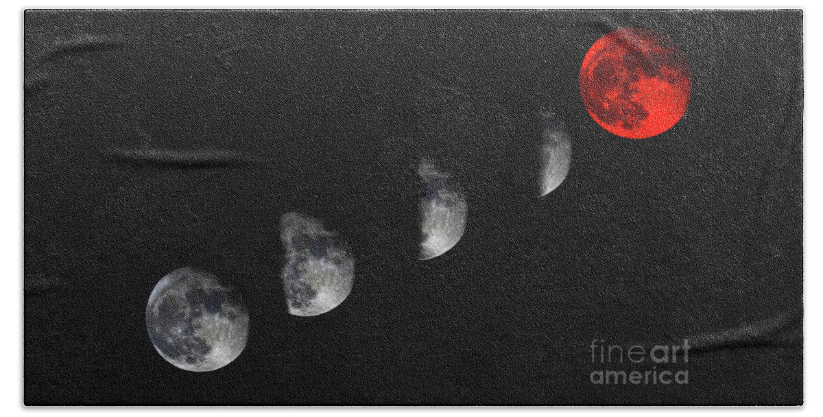 Bloodred Wolf Moon Beach Towel featuring the photograph Blood Red Wolf Supermoon Eclipse Series 873i by Ricardos Creations