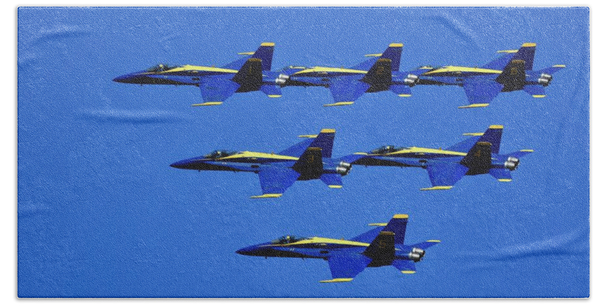 Blue Angels Beach Towel featuring the photograph Blue Angels in Formation by Richard Bryce and Family
