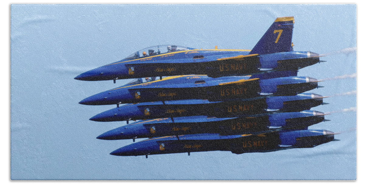 Blue Angels Beach Towel featuring the photograph Blue Angels over Oean City by Ken Fullerton