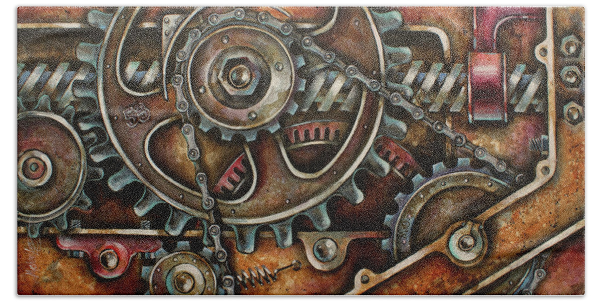 Steam Punk Beach Towel featuring the painting Blue Harmony 2 by Michael Lang