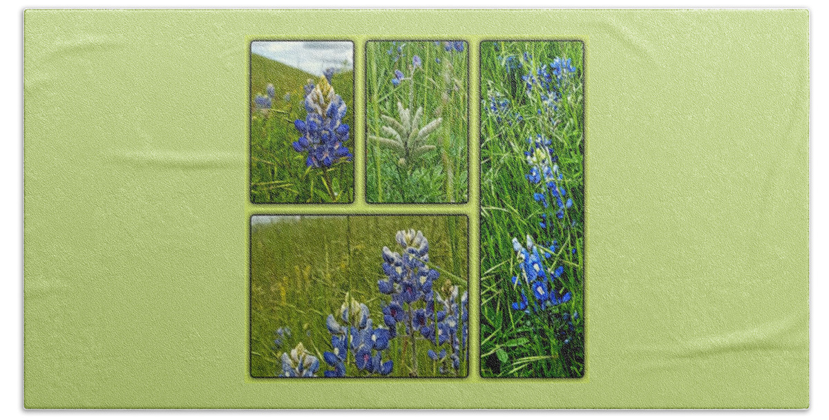 State Flower Of Texas Beach Towel featuring the digital art Blue Lupines Are Texan Bluebonnets by Pamela Smale Williams