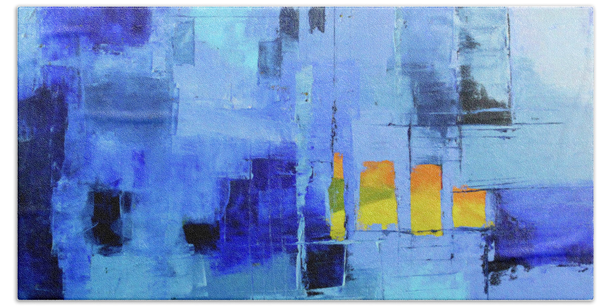 Large Blue Abstract Beach Towel featuring the painting Blue Note Two by Nancy Merkle