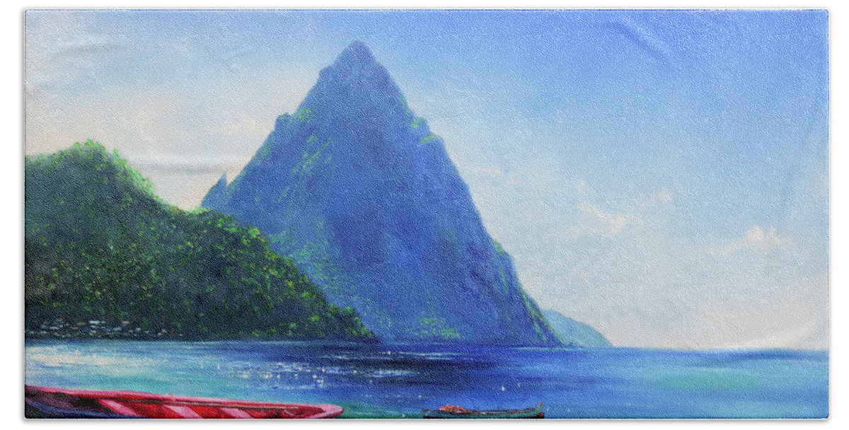Caribbean Art Beach Towel featuring the painting Blue Piton by Jonathan Gladding