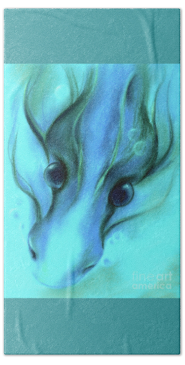 Dragon Beach Towel featuring the painting Blue Water Dragon by MM Anderson