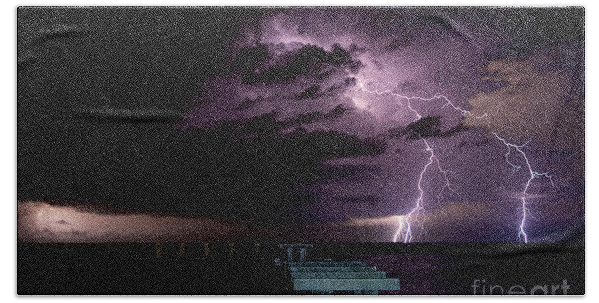 Lightning Beach Towel featuring the photograph Boca Nights by Quinn Sedam