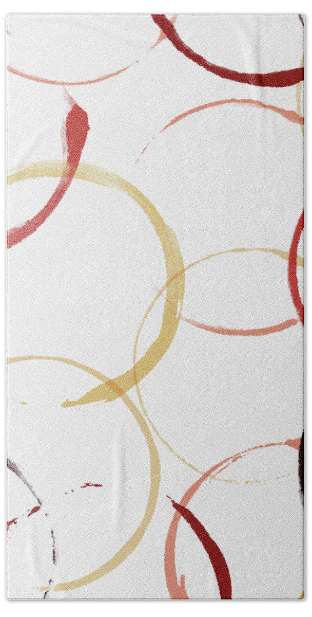 Watercolor Beach Towel featuring the painting Bold Modern Wine Rings Art by Jen Montgomery