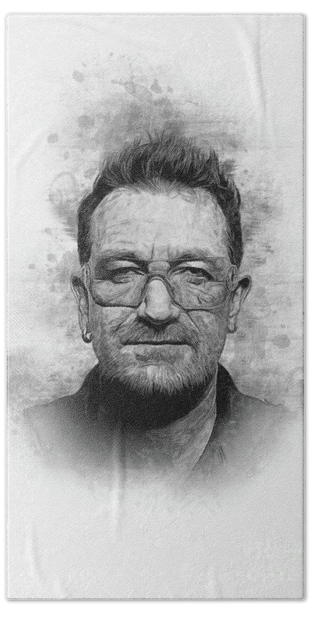 U2 Beach Sheet featuring the digital art Bono by Ian Mitchell