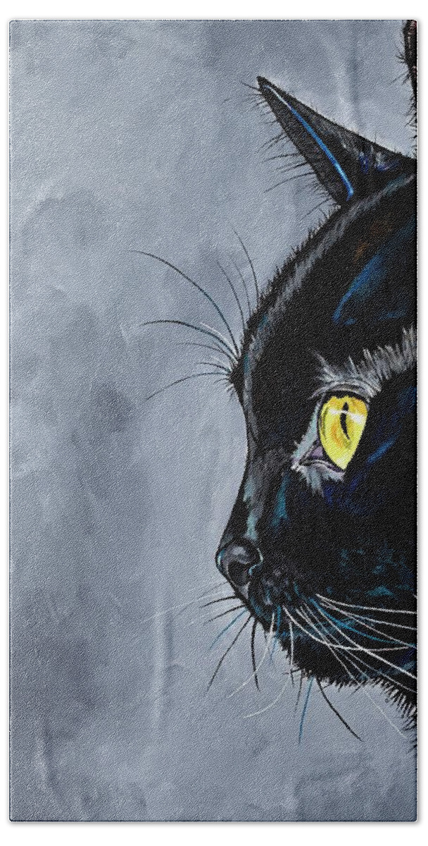 Black Cat Beach Sheet featuring the painting Boo Kitty by Patti Schermerhorn