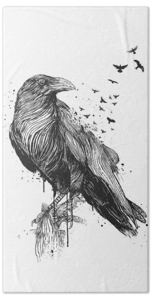 Bird Beach Towel featuring the drawing Born to be free by Balazs Solti