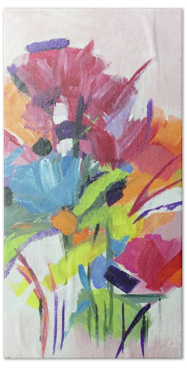 Original Art Work Beach Towel featuring the painting Bouquet of Flowers by Theresa Honeycheck