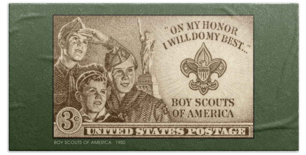 Post Office Beach Towel featuring the digital art Boy Scouts 1950 by Greg Joens