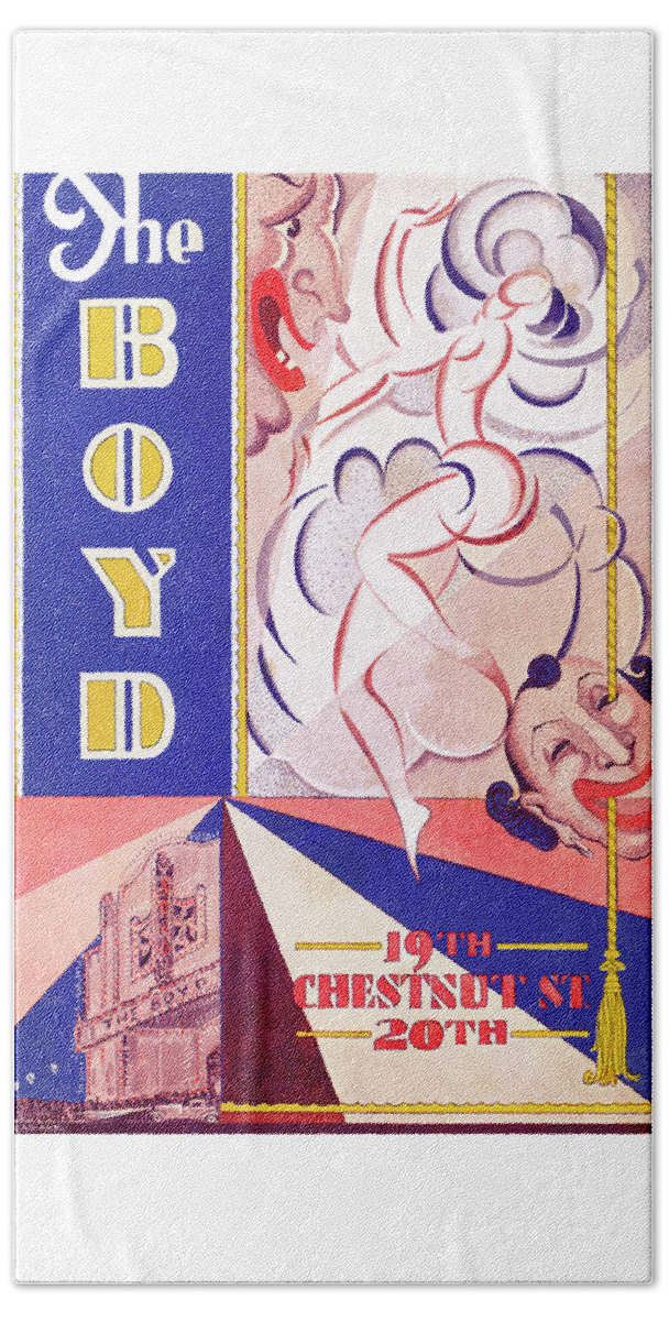 Boyd Theatre Beach Towel featuring the mixed media Boyd Theatre Playbill Cover by Lau Art
