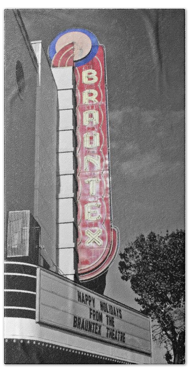 Brauntex Beach Towel featuring the photograph Brauntex Theater by Mary Pille