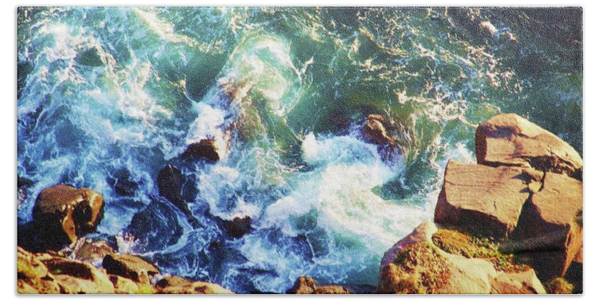 Waves Beach Towel featuring the photograph Breaking Waves by Julie Rauscher