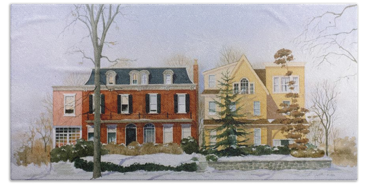 Wilmington Delaware Beach Towel featuring the painting Broom Street Snow by William Renzulli