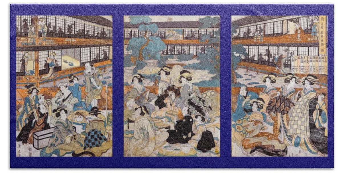 Triptych Beach Towel featuring the photograph Brothel House of Yoshiwara - Triptych Panel-2 by Paul W Faust - Impressions of Light