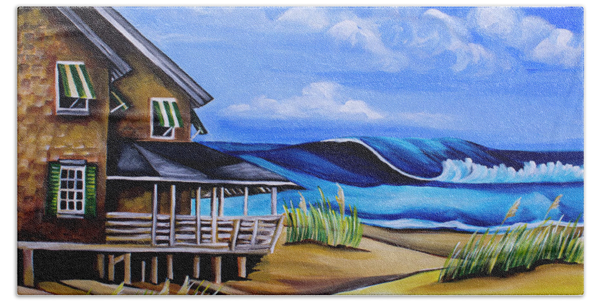 Nags Head Beach Towel featuring the painting Buchanan Cottage No 06 by Barbara Noel