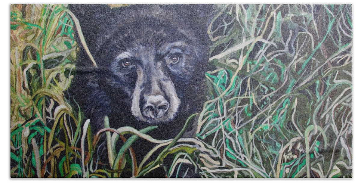 Black Bear Beach Towel featuring the painting Buford by Tom Roderick