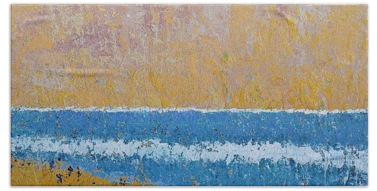Burkes Beach Beach Towel featuring the painting Burkes Beach original painting by Sol Luckman