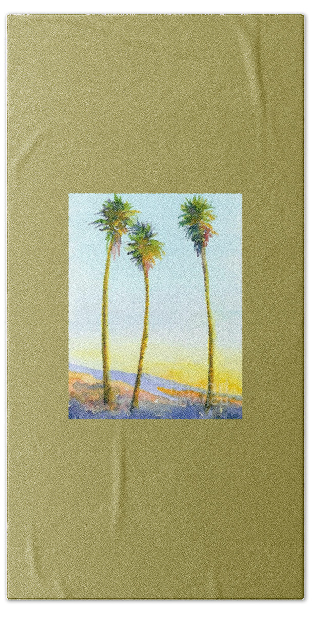 Palm Beach Towel featuring the painting California Palms by Anne Marie Brown