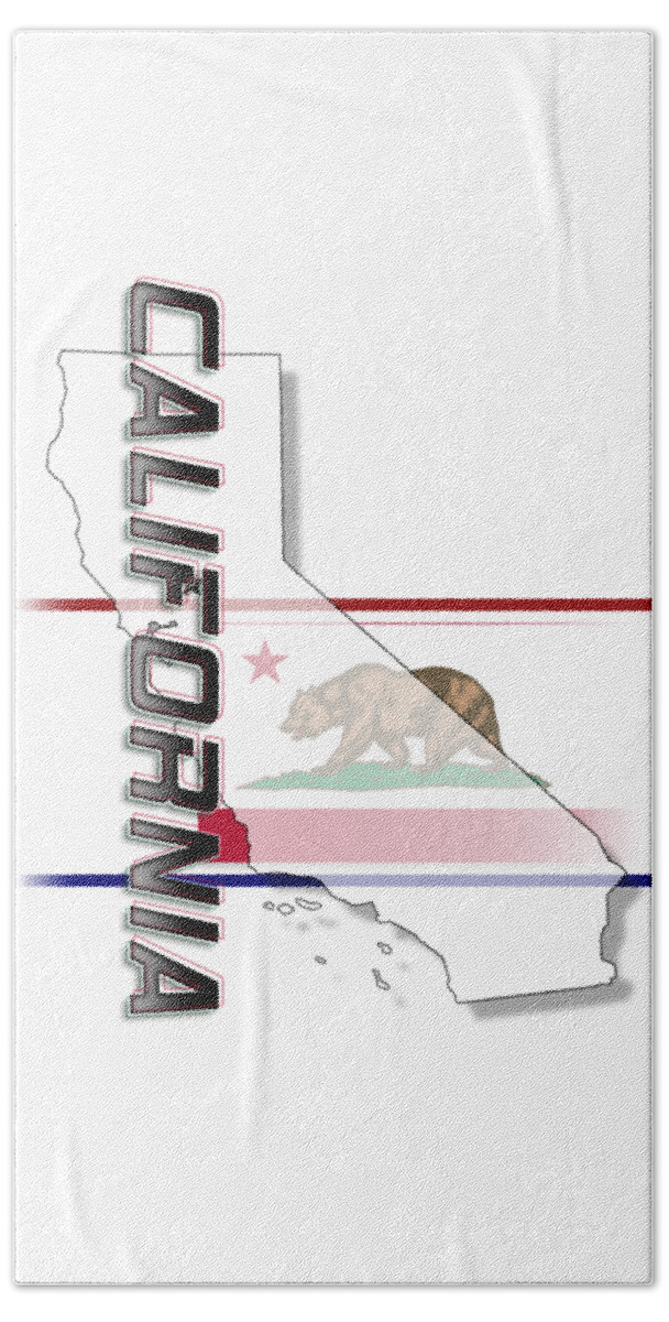 California Beach Towel featuring the digital art California State Vertical Print by Rick Bartrand