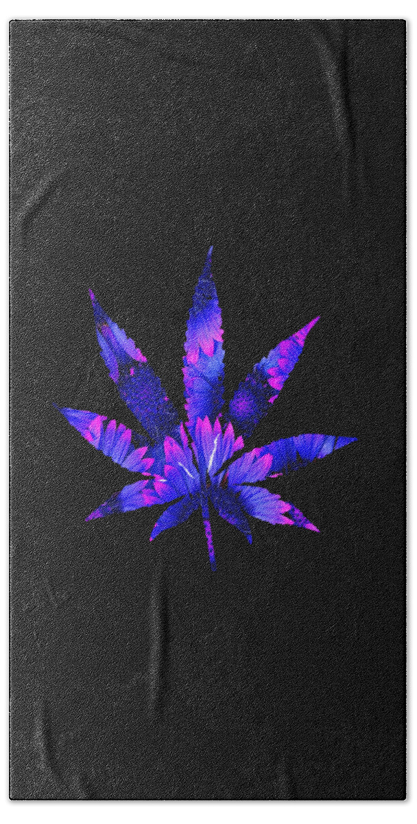 Weed Leaf Beach Towel featuring the digital art Cannabis Rainbow Design 106 by Lin Watchorn
