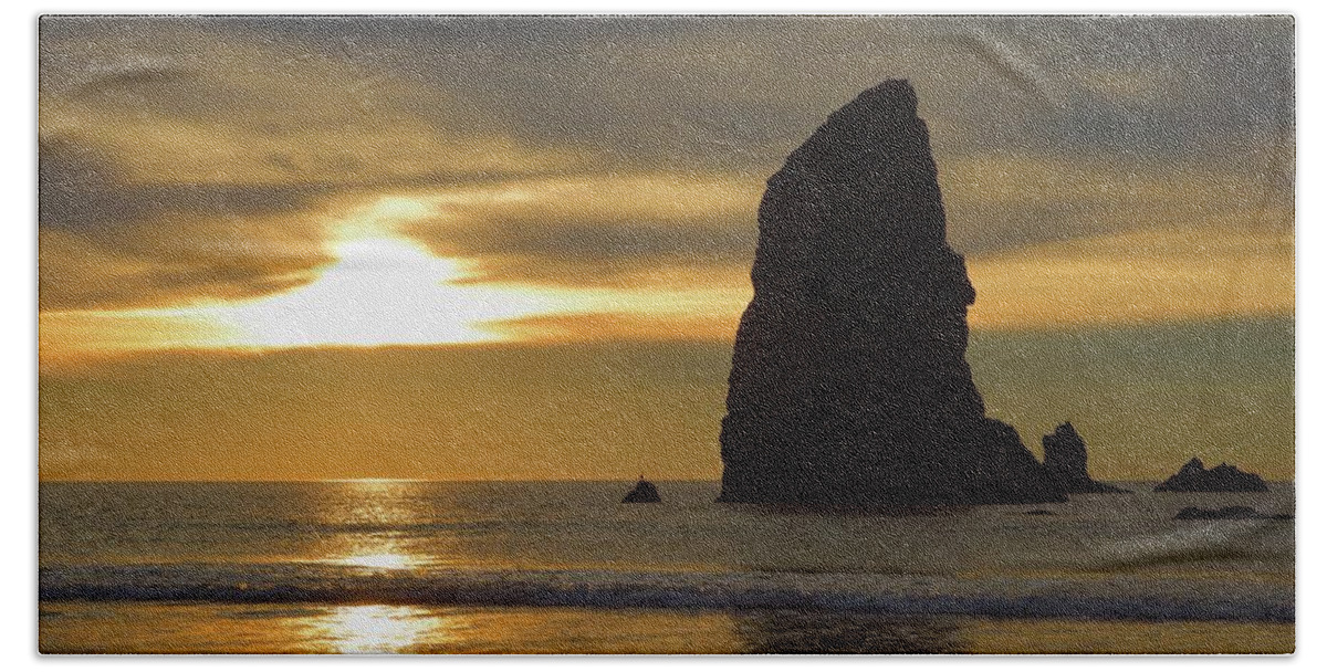 Oregon Beach Towel featuring the photograph Cannon Beach November Evening by Todd Kreuter