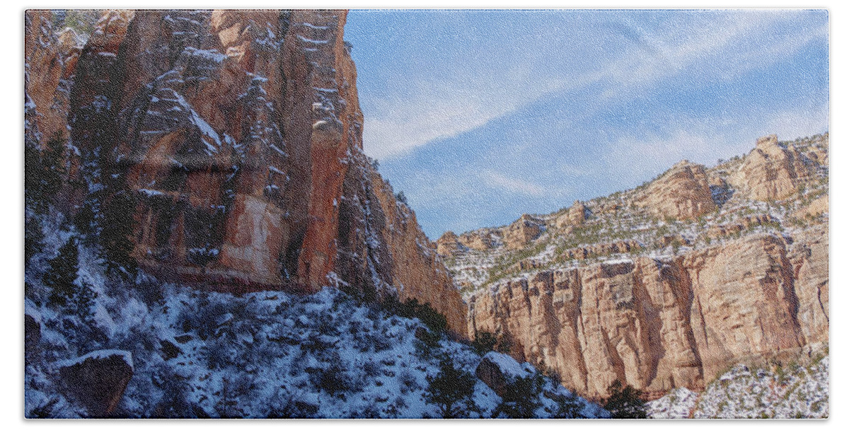 American Southwest Beach Towel featuring the photograph Canyon Walls on the Bright Angel Trail by Todd Bannor