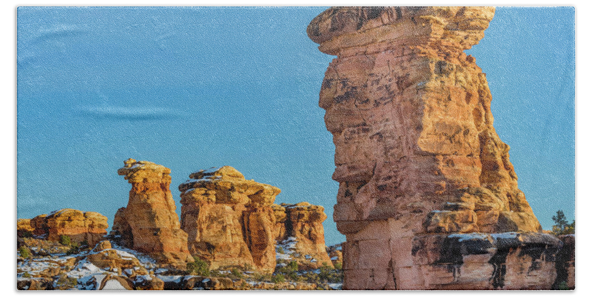 Jeff Foott Beach Towel featuring the photograph Canyonlands Formations In Winter by Jeff Foott