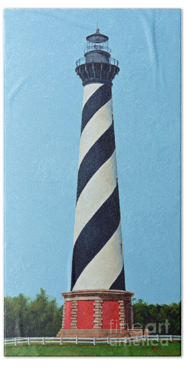 Cape Hatteras Lighthouse Beach Towel featuring the painting Cape Hatteras Lighthouse Painting by Jimmie Bartlett