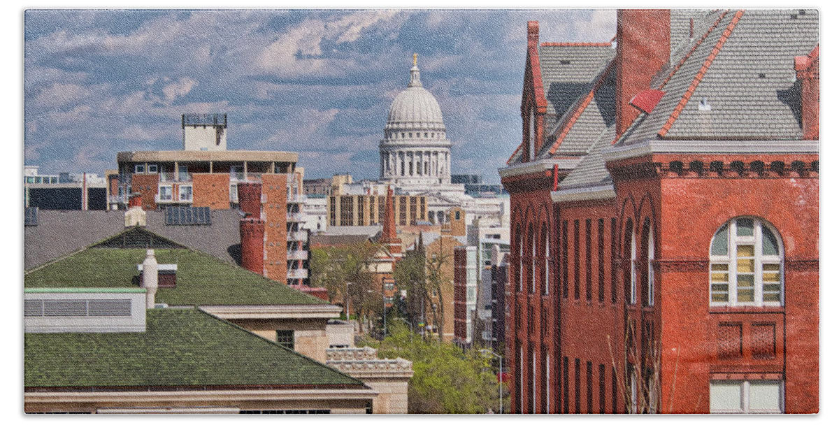 Madison Beach Towel featuring the photograph Capitol from UW - Madison - Wisconsin by Steven Ralser