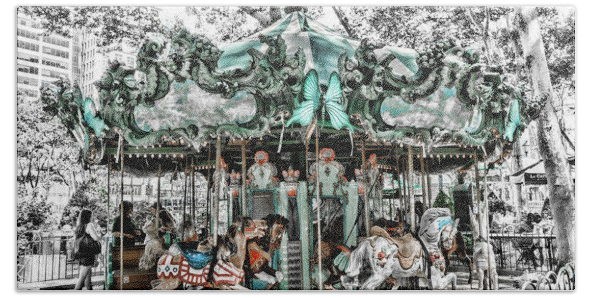 Carousel Colors Beach Towel featuring the photograph Carousel Colors by Sharon Popek